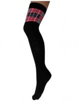 Overknees Grau & Pink karierte