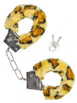 Handschellen mit Fell braun Leopard