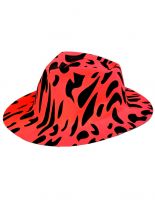 Partyhut Fedora rot schwarz gefleckt