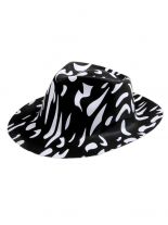 Partyhut Fedora schwarz weiß gefleckt