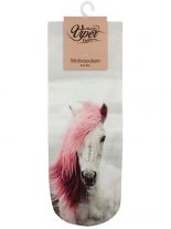 Sneaker Socken bedruckt Pferd weiß