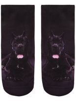 Sneaker Socken bedruckt Hund schwarz