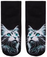 Sneaker Socken bedruckt Katze schwarz weiß