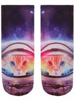 Sneaker Socken bedruckt Astronautenkatze