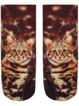 Sneaker Socken bedruckt Katze bunt