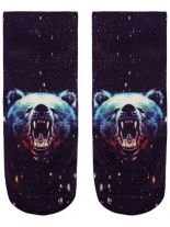 Sneaker Socken bedruckt brüllender Bär