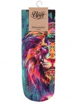 Sneaker Socken bedruckt Löwenkopf bunt