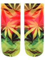 Sneaker Socken bedruckt Hanfblätter bunt