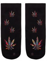 Sneaker Socken bedruckt Hanf schwarz
