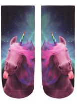 Sneaker Socken bedruckt Einhorn pink