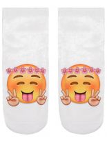 Sneaker Socken bedruckt Emoji Flower Power