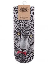 Sneaker Socken bedruckt Gepard weiß