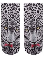 Sneaker Socken bedruckt Gepard weiß