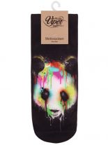 Sneaker Socken bedruckt Pandakopf Kunst