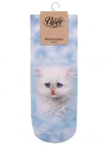 Sneaker Socken bedruckt Katzenbaby weiß