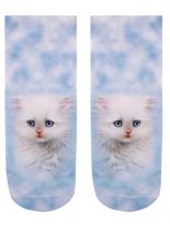 Sneaker Socken bedruckt Katzenbaby weiß