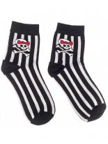 Socken Skull Girl gestreift weiß