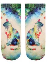 Sneaker Socken bedruckt Katze kunst