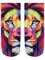 Sneaker Socken bedruckt Löwenkopf Kunstdruck