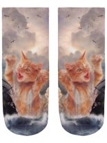 Sneaker Socken bedruckt Kampfkatze