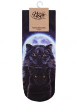 Sneaker Socken bedruckt 2 schwarze Katzen