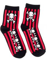 Socken Pirat schwarz rot gestreift medium