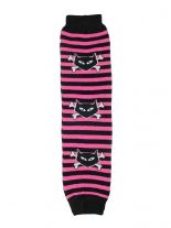Arm Stulpen Skull Girl gestreift rosa