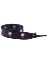 Schnürsenkel Skulls lila kariert breit