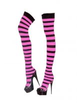 Overknees schwarz pink gestreift