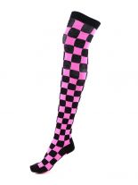 Overknees Schachbrettmuster in rosa