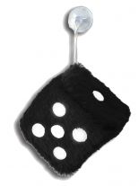 Autowürfel Fuzzy Dice schwarz klein mit Saugnapf