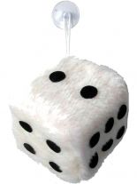 Autowürfel Fuzzy Dice weiß klein mit Saugnapf