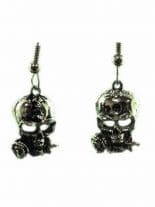 Ohrring Totenkopf mit Rose