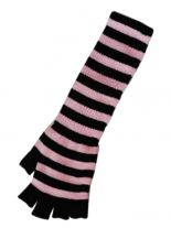 Fingerlose Stulpenhandschuhe gestreift rosa