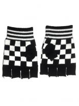 Fingerlose Handschuhe schwarz weiß