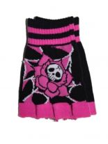 Fingerlose Handschuhe Totenkopf pink