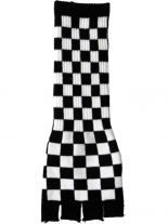 Fingerlose Stulpenhandschuhe Kariert schwarz weiß