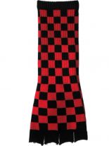 Fingerlose Stulpenhandschuhe schwarz rot kariert