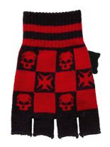 Fingerlose Handschuhe Totenkopf mit Kreuz