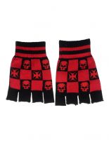 Fingerlose Handschuhe Totenkopf mit Kreuz
