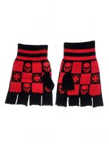 Fingerlose Handschuhe Totenkopf mit Kreuz