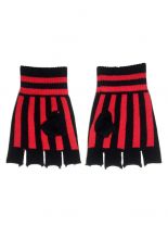 Fingerlose Handschuhe skull stripes rot