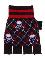 Fingerlose Handschuhe Skull schwarz rot
