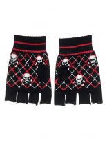 Fingerlose Handschuhe Skull schwarz rot