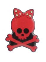Emaille Pin Skull Girl rot