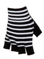 Fingerlose Handschuhe weiß schwarz gestreift