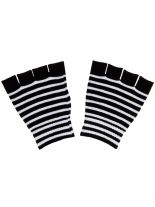 Fingerlose Handschuhe weiß schwarz gestreift