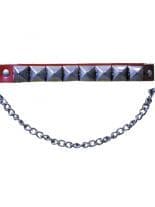 Leder Stiefelband rot mit Pyramidennieten