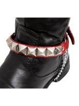 Leder Stiefelband rot mit Pyramidennieten