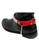 Leder Stiefelband rot mit Pyramidennieten